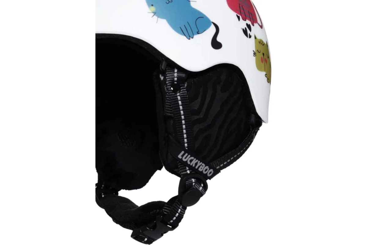 Детский сноубородический шлем LUCKYBOO - FUTURE белый-котята вид 4