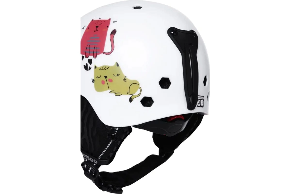 Детский сноубородический шлем LUCKYBOO - FUTURE белый-котята вид 5
