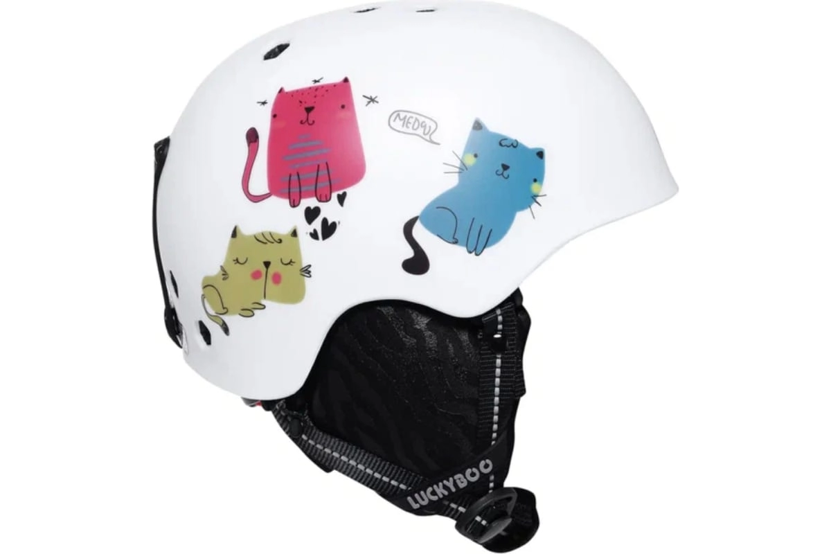 Детский сноубородический шлем LUCKYBOO - FUTURE белый-котята вид 1