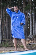 Пончо-полотенце с капюшоном для серфинга SUP face синее