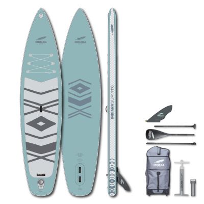 Надувной сапборд Indiana 12'0"x33"x6" Family Pack misty blue с трехчастным веслом 30% карбон-стеклопластик (2025)