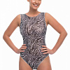 Умный купальник RoDaSoleil без рукава с закрытой спиной «Псевдозебра» (Fake zebra)