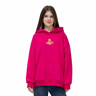 Худи SUP face унисекс оверсайз с вышивкой (фуксия), на рост 175