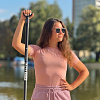 Рашгард женский SUP face розовый, короткий рукав (XS)