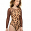 Умный купальник RoDaSoleil сплошной с рукавами и закрытой спиной "Леопард" (Leopard)