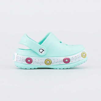 Пляжная детская ЭВА обувь Сабо бирюзовый с LED-подсветкой на подошве вид 1