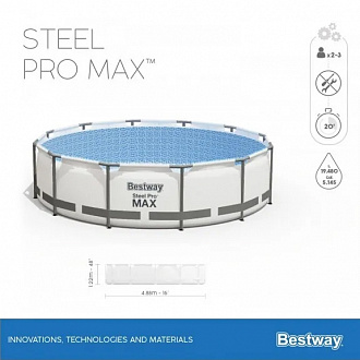 Бассейн каркасный круглый Bestway 5612Z Steel Pro Max 488x122 см 19480л вид 1