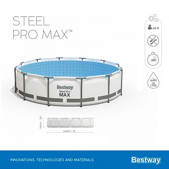 Бассейн каркасный круглый Bestway 56416 Steel Pro Max 366х76см 6473л вид 1