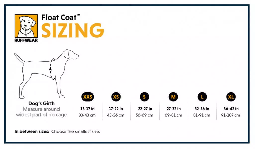 Размерная сетка Спасательных жилетов для собак RUFFWEAR