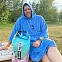 Пончо-полотенце с капюшоном для серфинга SUP face синее вид 1