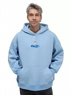 Худи SUP face унисекс оверсайз с вышивкой (голубой), на рост 175 см