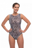 Умный купальник RoDaSoleil без рукава с закрытой спиной «Псевдозебра» (Fake zebra)