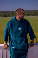 Пончо-полотенце с капюшоном для серфинга SUP face изумрудное