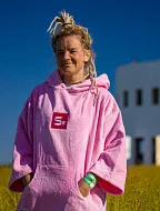 Пончо-полотенце с капюшоном для серфинга SUP face розовое