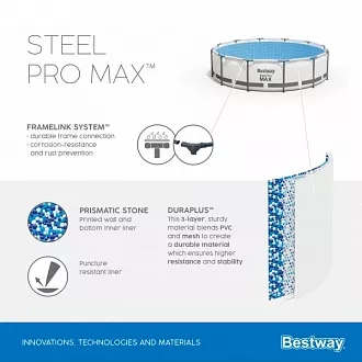 Бассейн каркасный круглый Bestway 56416 Steel Pro Max 366х76см 6473л вид 2