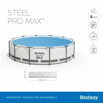 Бассейн каркасный круглый Bestway 56416 Steel Pro Max 366х76см 6473л вид 1