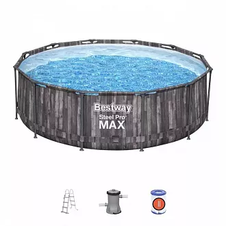 Бассейн каркасный круглый цвет дерево с набором BestWay 5614Z Steel Pro Max 427x107 13030л